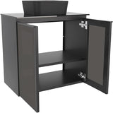24" Black Steel Bathroom Vanity Set with Tempered Glass Countertop - Industrial Vanity Cabinet