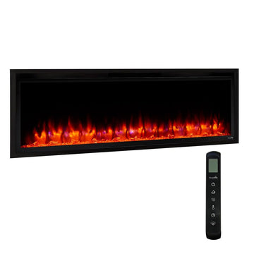 Wall Mount Electric Fireplace, Linear Heater with Remote, 50-Inch, Black
