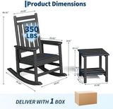 Poly Lumber Outdoor Patio Furniture Set - Rocking | Black All-Weather Resistant for Patio, Garden & Porch
