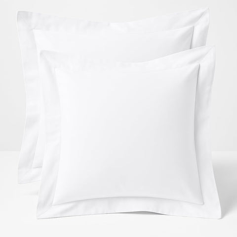 2 Pack Euro Pillow Shams 26x26 - 600 Thread Count 100% Organic Cotton White Square Pillow Covers with 2 Inch Flange