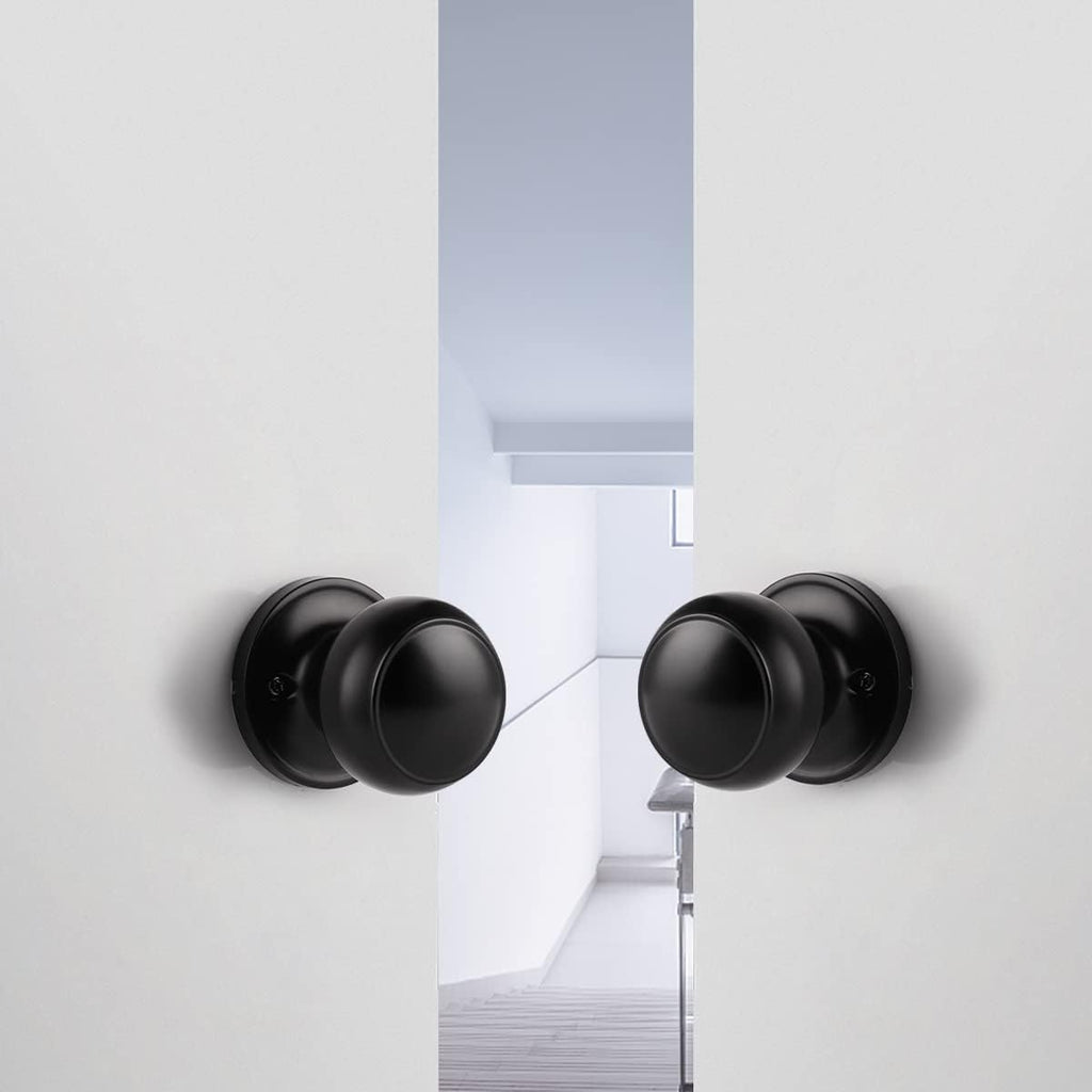 2 Pack Single Side Dummy Knobs, Matte Black Finish, Non-Turning Inactive Interior Door Handles, French Door Pulls