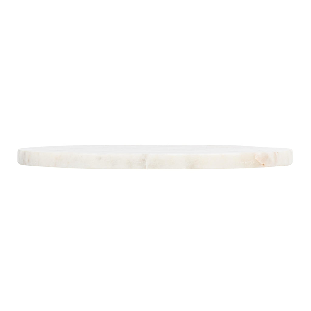 11‐Inch Round Marble Charcuterie and Cutting Board, White Finish