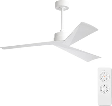 Inspired Adler Style 52" DC Ceiling Fan Without Light, 3 Sculpted ABS Blades, 6-Speed Remote - White