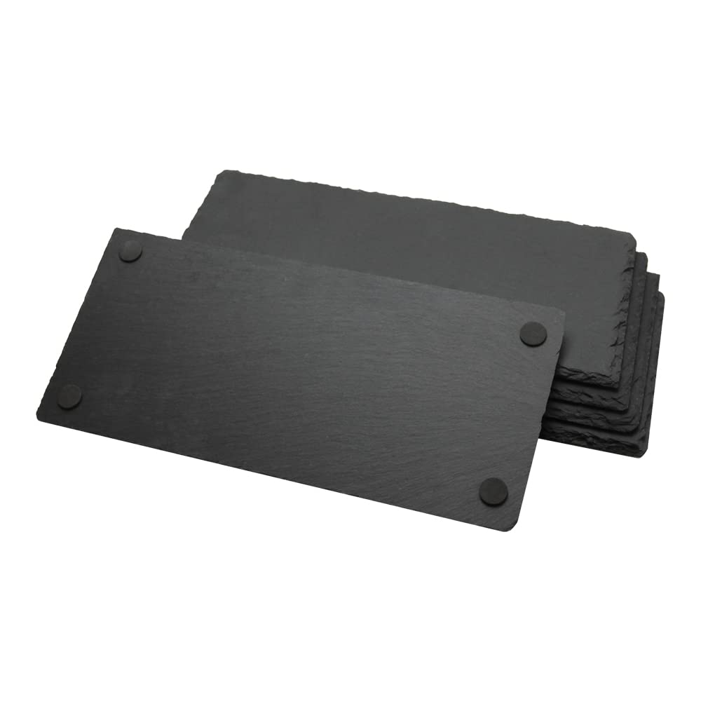 6 Pack 10 x 8 Inch Slate Cheese Board and Slate Charcuterie Boards - Individual Stone Plates for Cheese, Meat
