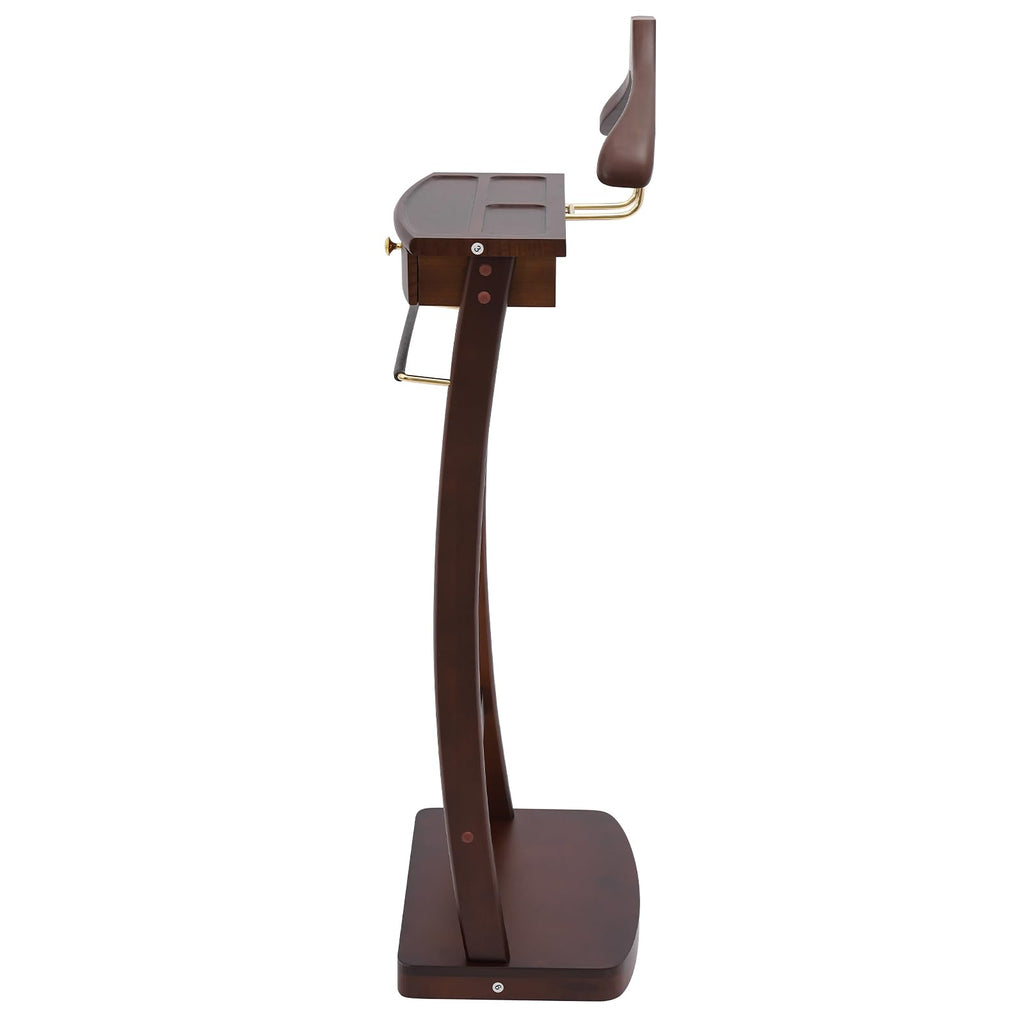 Freestanding Wood Mens Valet Stand with Drawer, Clothes Butler with Base, Suit Hanger Rack Living Room Bedroom