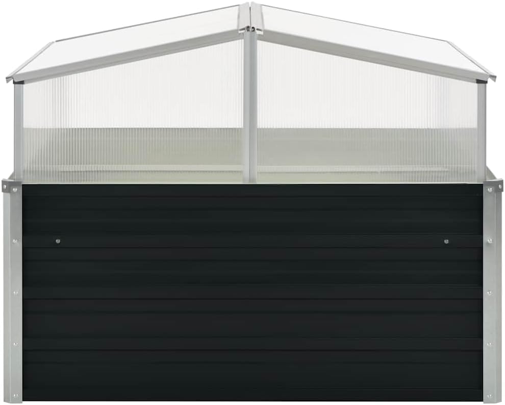 Galvanized Raised Garden Bed with Greenhouse Cover, 39.4" x 39.4" x 30.3" Square Cold Frame Greenhouse, Open Bottom