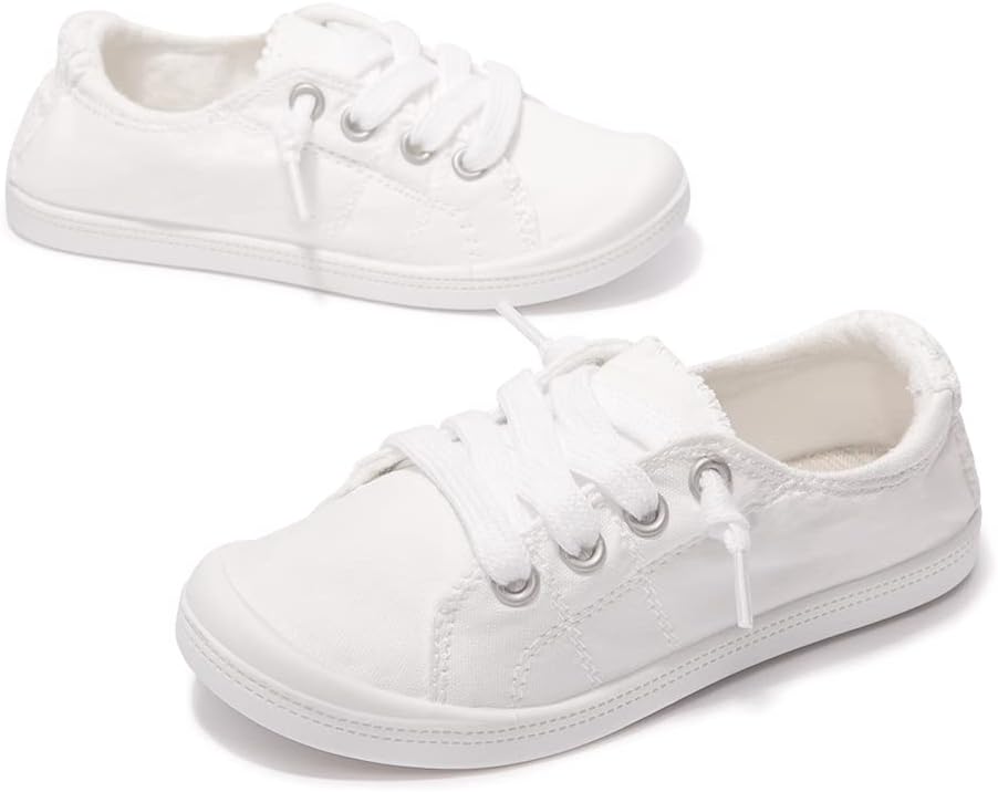Kids Slip On Canvas Sneakers, Elastic Laces Low Top Casual Shoes