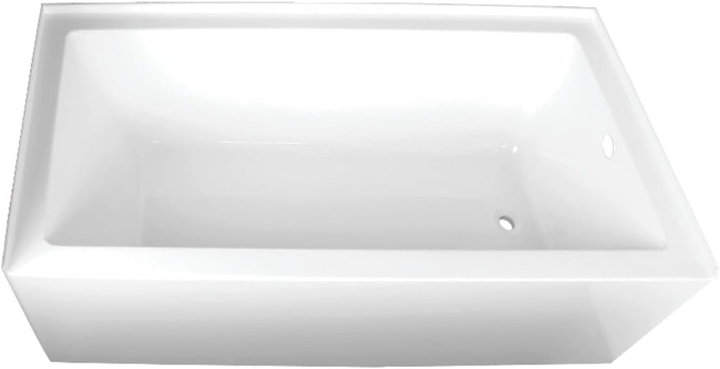VTAP603222R 60-Inch Acrylic 3-Wall Alcove Tub with Right Hand Drain Hole, White