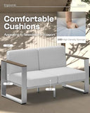 Aluminum Outdoor Patio Furniture Set - Conversation | Gray with Thick Cushions for Patio, Garden & Porch