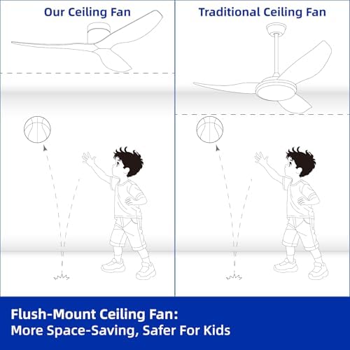 52" Low-Profile Modern Ceiling Fan with Remote – Brown & Brushed Nickel, 3-Blade, DC Motor, No Light