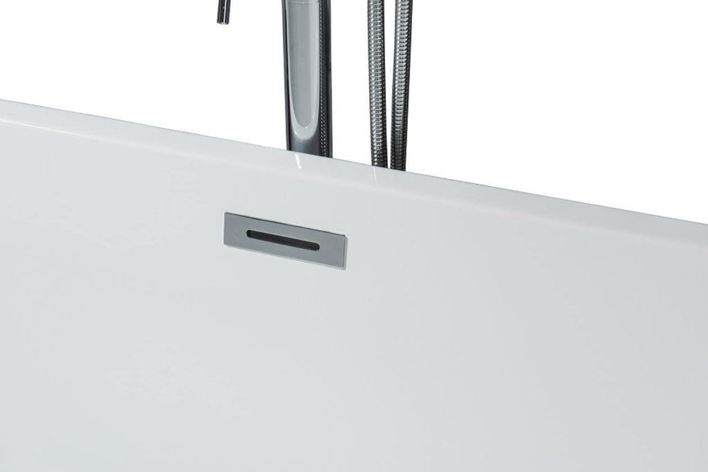 Lure 59 in. Freestanding Acrylic Flatbottom Soaking Bathtub in White