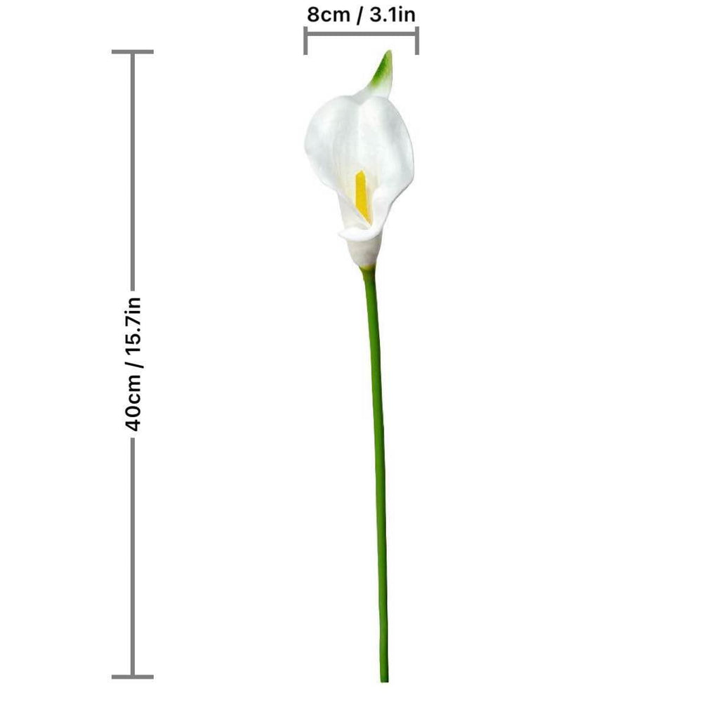 30 Stems Real Touch Calla Lily Artificial Flowers, 15.7in White Faux Calla Lilies with PU Blooms and Bendable Stems
