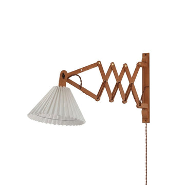 Extendable Wood Wall Sconce Lighting,Mid-Century Accordion Wall Light Fixture,Wall Lamp with Pleated Fabric
