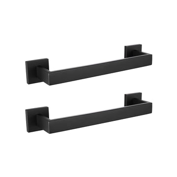 12 Inche 2PCS Bathroom Towel Bars, Matte Black Square Bathroom Towel Racks Hand Towel Holders, Total-14 Stainless