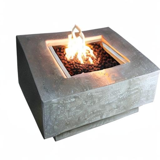 Manhattan Propane Fire Pit Table Cast Concrete 36 x 36-in