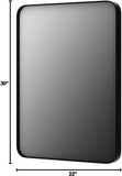 Black Metal Framed Bathroom Mirror for Wall, 22X30 Inch Rounded Rectangle Mirror, Matte Black Bathroom Vanity Mirror