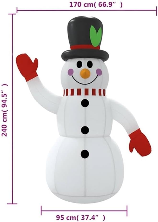 Inflatable Snowman, 8 Ft Tall, Multicolor LED Lights, Oxford Fabric, Weather-Resistant Outdoor Christmas Yard