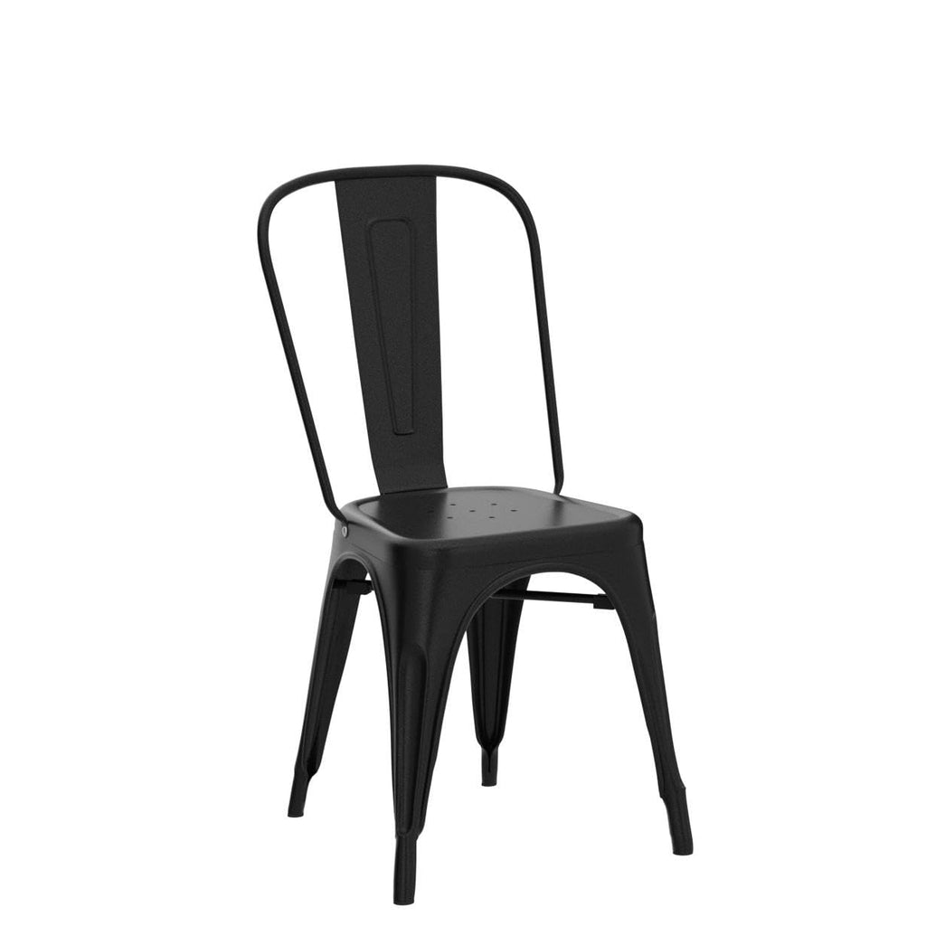 Metal Dining Chairs Indoor-Outdoor Use Stackable Side Chairs with Back Industrial Kitchen Classic Trattoria Chair Set