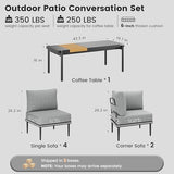 7-Piece Metal Outdoor Patio Furniture Set | Gray with Thick Cushions for Patio, Garden & Porch