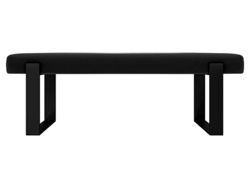 Upholstered Bed Bench, Vintage Leather Jet Black, Matte Black
