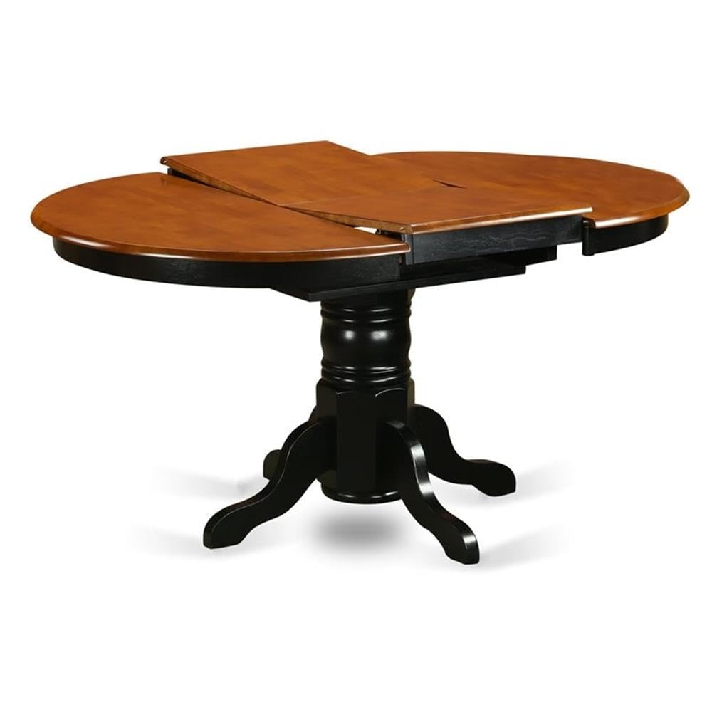 West Furniture AVT-BLK-TP Avon Kitchen Dining Table - an Oval Wooden Table Top with Butterfly Leaf & Pedestal Base