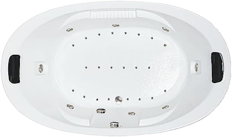 84 in. x 46 in. Acrylic Oval Drop-In Combination Bathtub with Center Drain in White - Includes 12.5 Amp In-Line Heater
