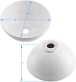 Round Bathroom Sink- VASOYO 13x13 Inch Small Vessel Sink Above Counter Bathroom Vanity Sinks White Porcelain Ceramic