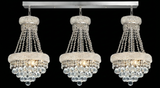 Set of 3 French Empire Crystal Chandeliers - Silver Finish - H22" X W15" 3 Lights Each - Dining Room, Foyer, Entry Way, Living Room