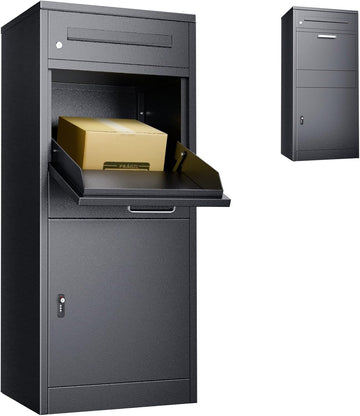 45" Extra Large Package Delivery Box for Outside - Anti-Theft Steel Parcel Drop Box with Combination Lock, Black