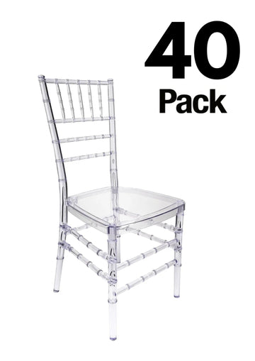 40 Chair Pack Clear Resin Crystal-Clear Ballroom Chair