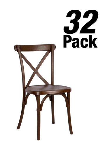 32 Chair Pack Fruitwood Steel-Core Resin Cross Back Chair