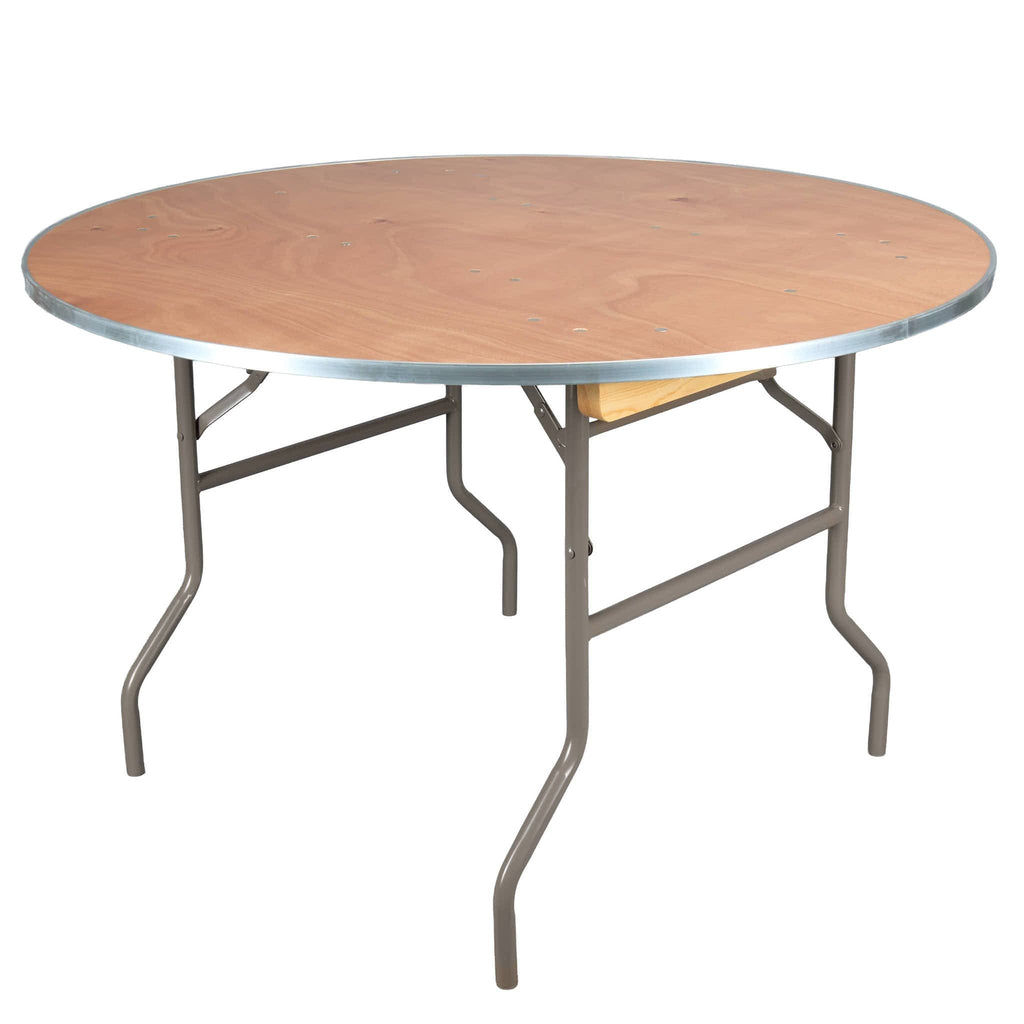 10 Plywood 48" (4 Foot) Round Folding Tables with Metal Edge + Extra Large Steel Banquet Table Cart