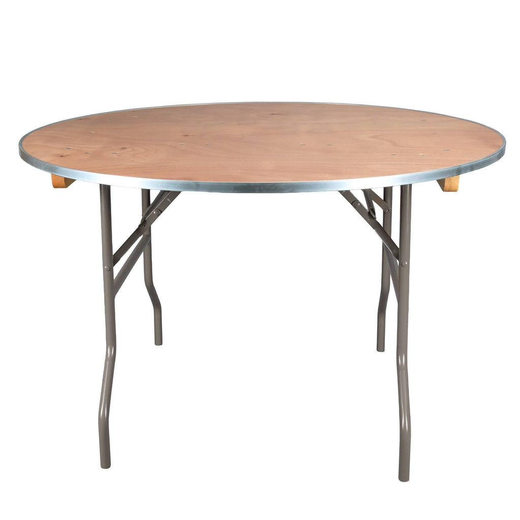 10 Plywood 48" (4 Foot) Round Folding Tables with Metal Edge + Extra Large Steel Banquet Table Cart