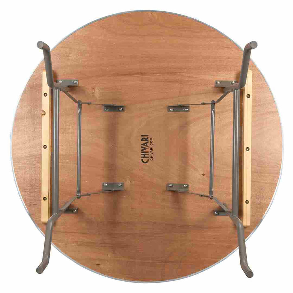 8 Plywood 48" (4 Foot) Round Folding Tables with Metal Edge + Steel Banquet Table Cart