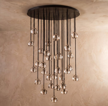 Inspired Boule de Cristal Style 30 Inch Crystal Sphere Cascade Chandelier Bronze - Main Product View
