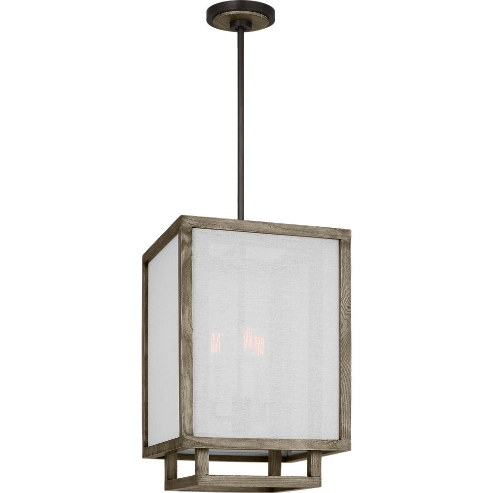 4-Light Wood Dimmable Square / Rectangle Chandelier