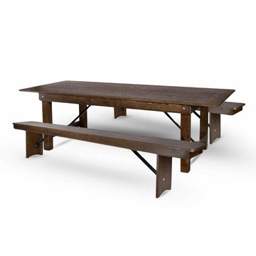 Straight Leg Farm Table Dining Set with 2 Benches