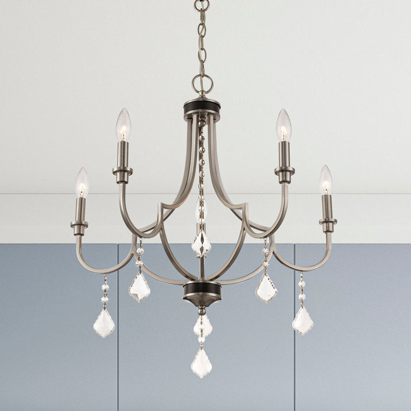 Hallum 5 - Light Crystal Dimmable Drum Chandelier