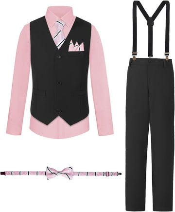 Boys Suits Set Uniform Dress Vest and Pants Set Wedding Ring Bearer Outfit