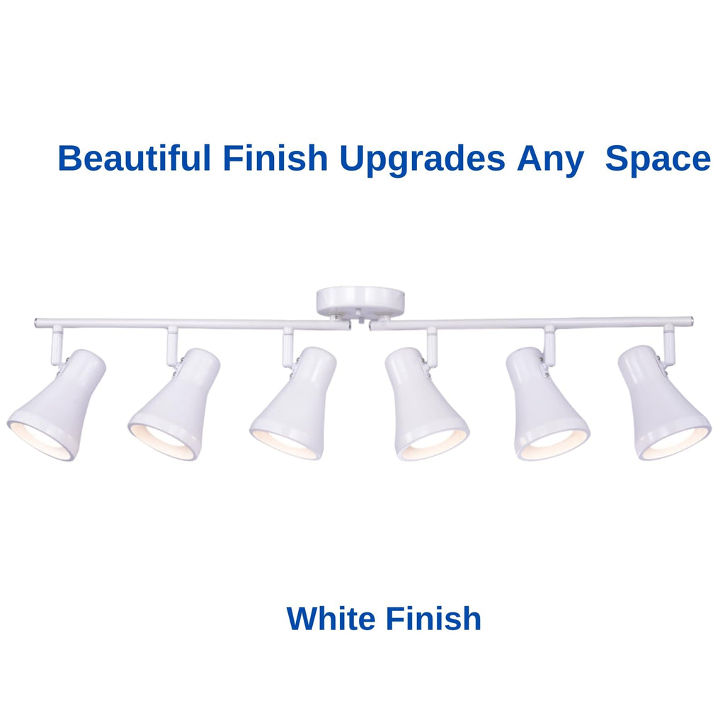 Foldable Track Lighting Fixtures, 6 Way Pivot Shade Ceiling LED Lights,Modern White Rotatable Bar Spotlight Island