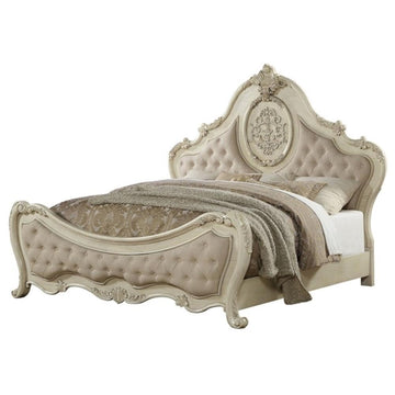 Ragenardus Queen Bed - 27010Q - Beige Linen & Antique White