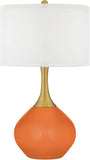 Nickki 30 1/2" Tall Large Mid Century Modern Glass End Table Lamp Celosia Orange Gold Brass Finish M