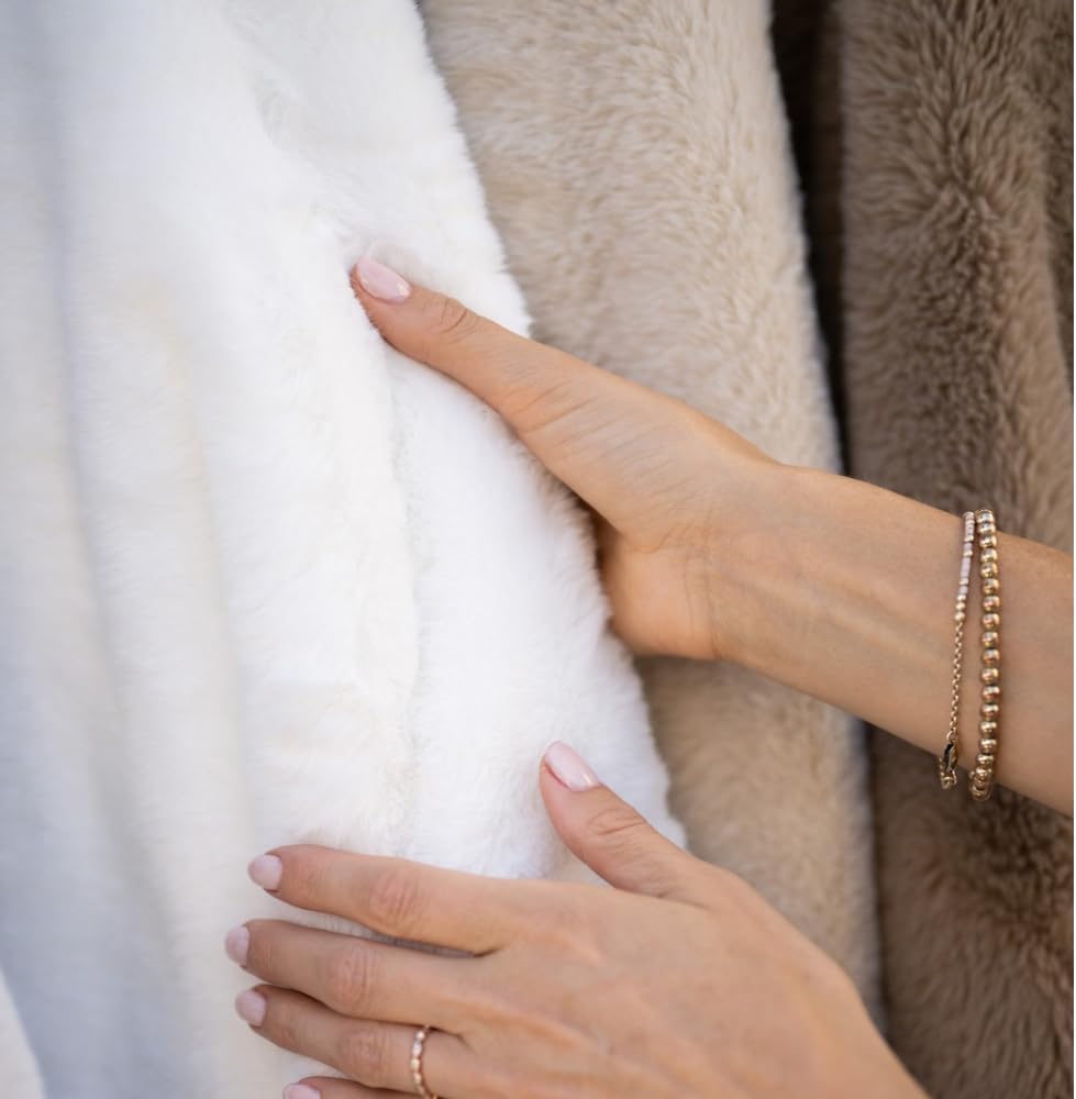 Luxury Large Faux Fur Blanket 60"x80" - Premium Double-Sided Plush Throw for Bed & Couch - Shed-Free, Machine