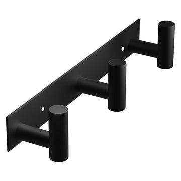 Black Hat and Coat Wall Mount Rack - 3 Hooks for Robes, Bags, Keys, and Towels - Bathroom Towel Hanger Organizer (1