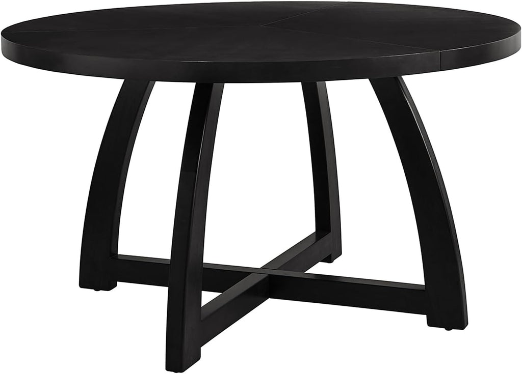 54 inch Round Dining Table for 6 People，Mid-Century Modern Solid Wood Circle Dinner Tables for Small Spaces Dining