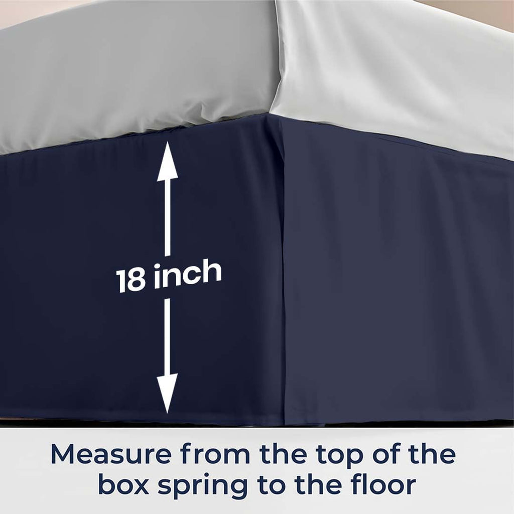 18 inch Drop Bed Skirt Queen Size - Platform Style with Secure Fit, Classic Tailored Look, Elegant Pleated Style Dust