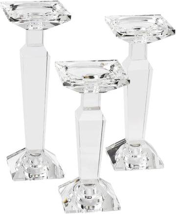 Crystal Candelabra Set, Dual-Sided Candle Holder Reversible for Taper, Tealight & Pillar Candles 3-in-1 Versatile