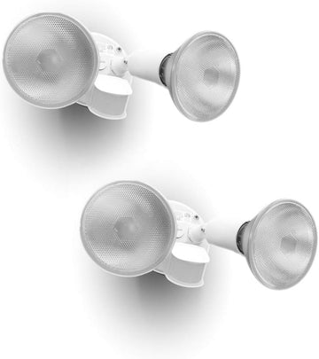 2 Packs 300 Watt Halogen Motion Activated Integrated Dual-Head Floodlight Outdoor, Waterproof Exterior Security Wall