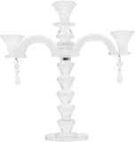 3 Arm Crystal Candelabra Centerpieces for Tables, Crystal Glass Taper Candle Holder Candelabra with Chandelier Chains