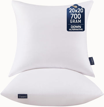 20 x 20 Throw Pillow Inserts() Firm & Fluffy Decorative Down Alternative 20 Pillows for Couch Sofa Bed Living - Set of 2